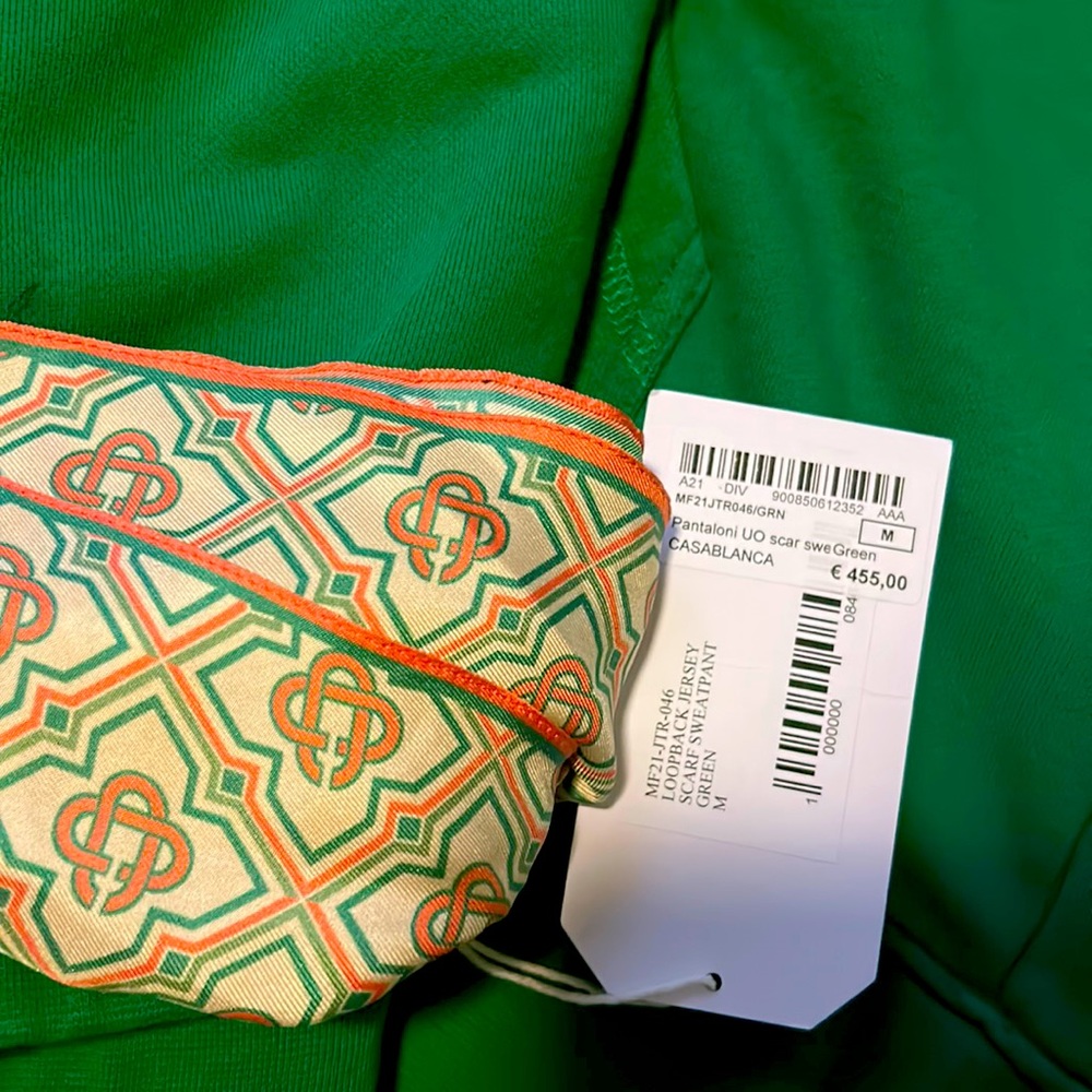 Casablanca loopback jersey, scarf hooded sweatshirt and pantaloni. Green